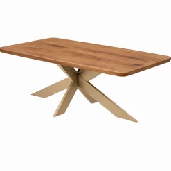 Table extensible chêne brun bords biseautés pied grège fin 240 cm PALERME