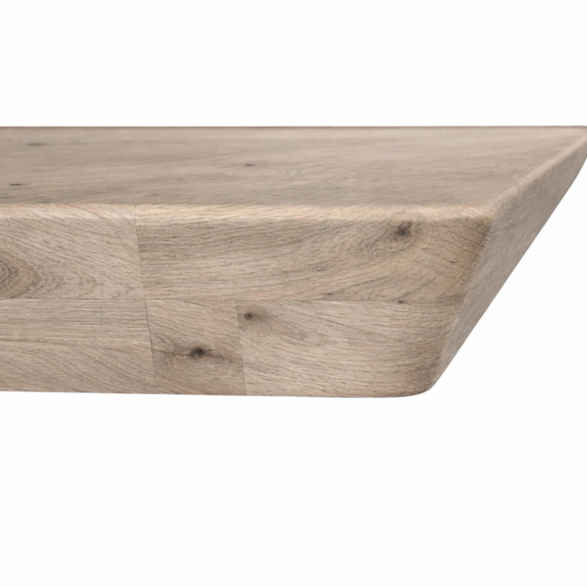 Table extensible chêne grisé bords biseautés pied noir 220 cm PALERME