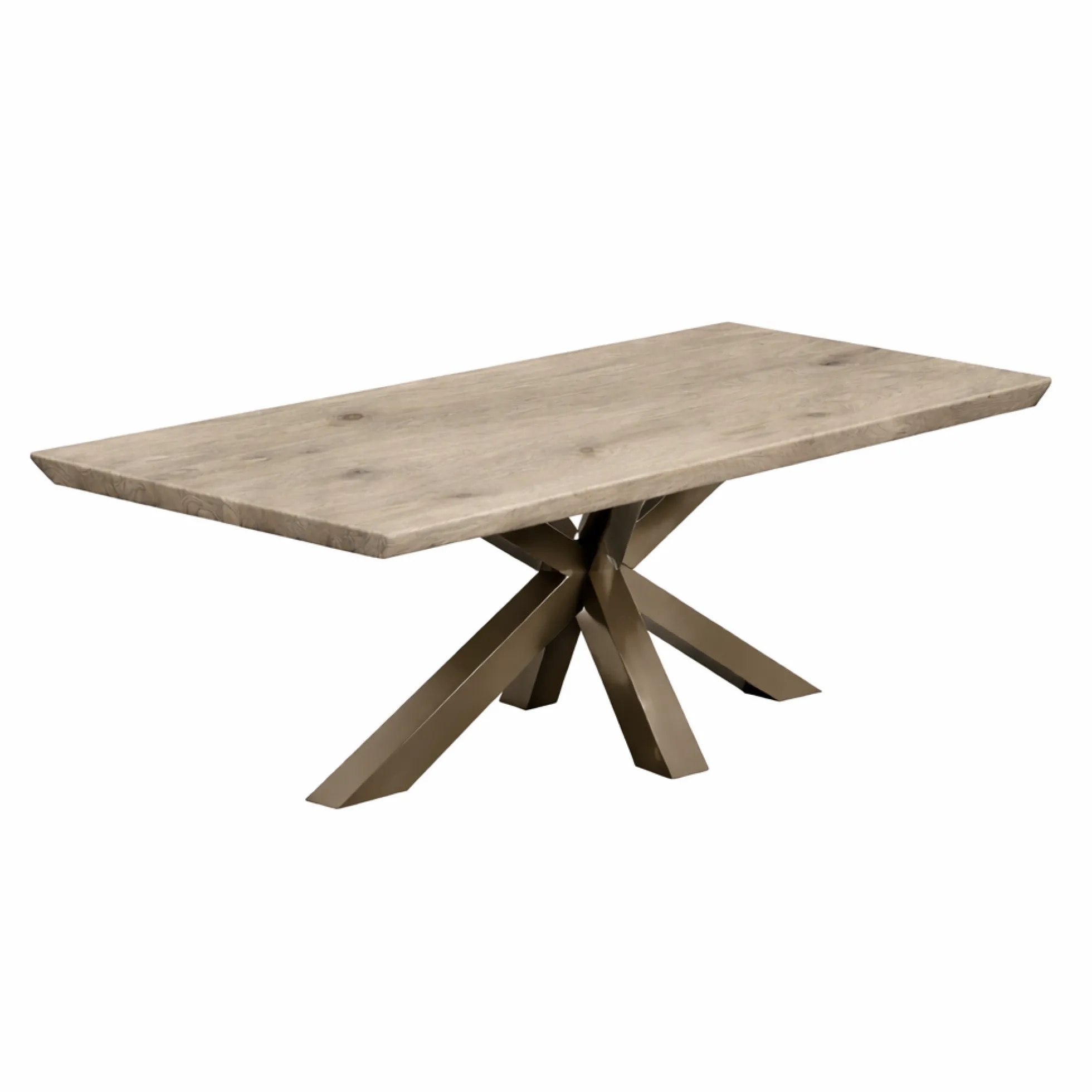 Table extensible chêne grisé bords biseautés pied grège 220 cm PALERME