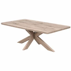 Table extensible chêne grisé bords biseautés pied bois 200 cm PALERME