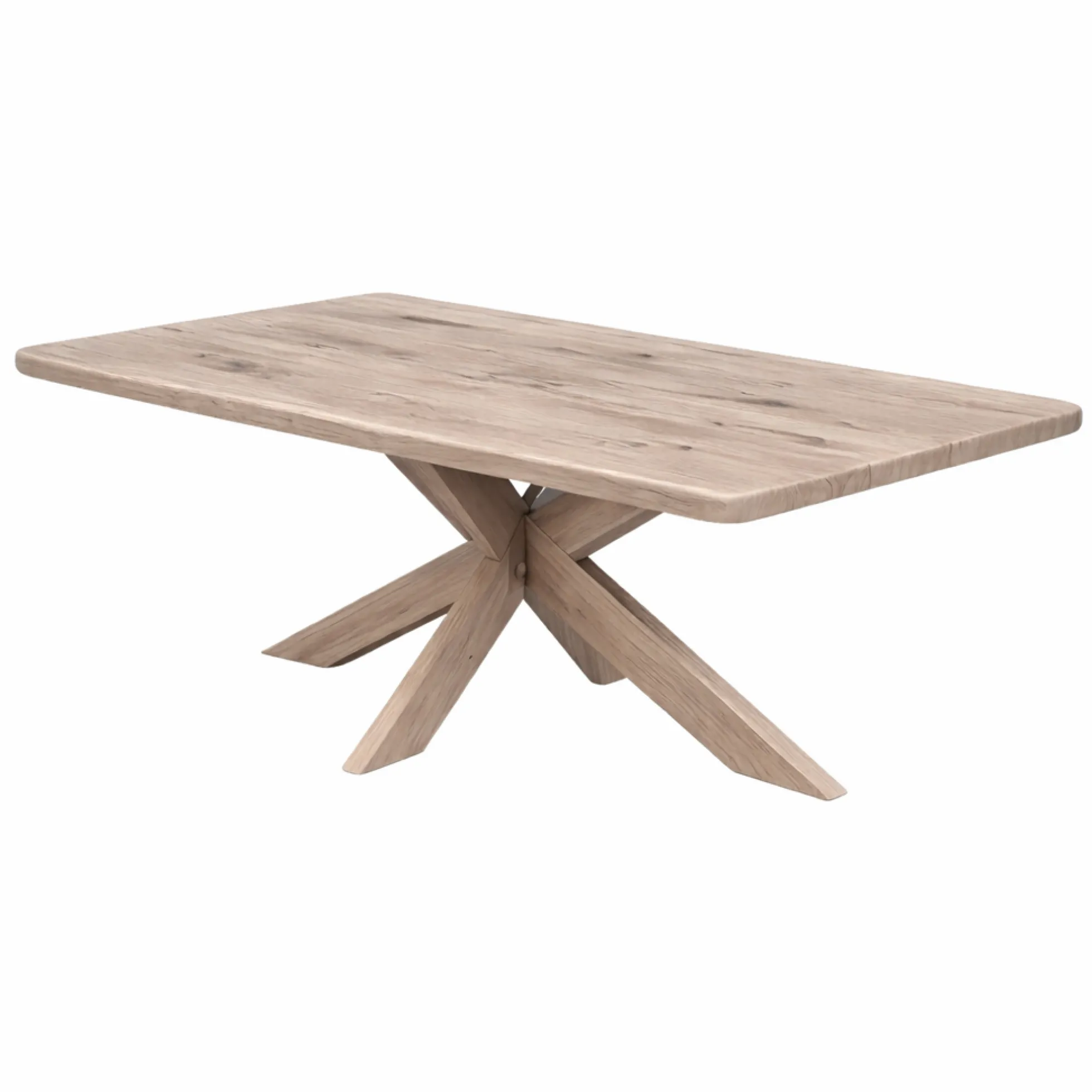 Table extensible chêne grisé bords biseautés pied bois 200 cm PALERME