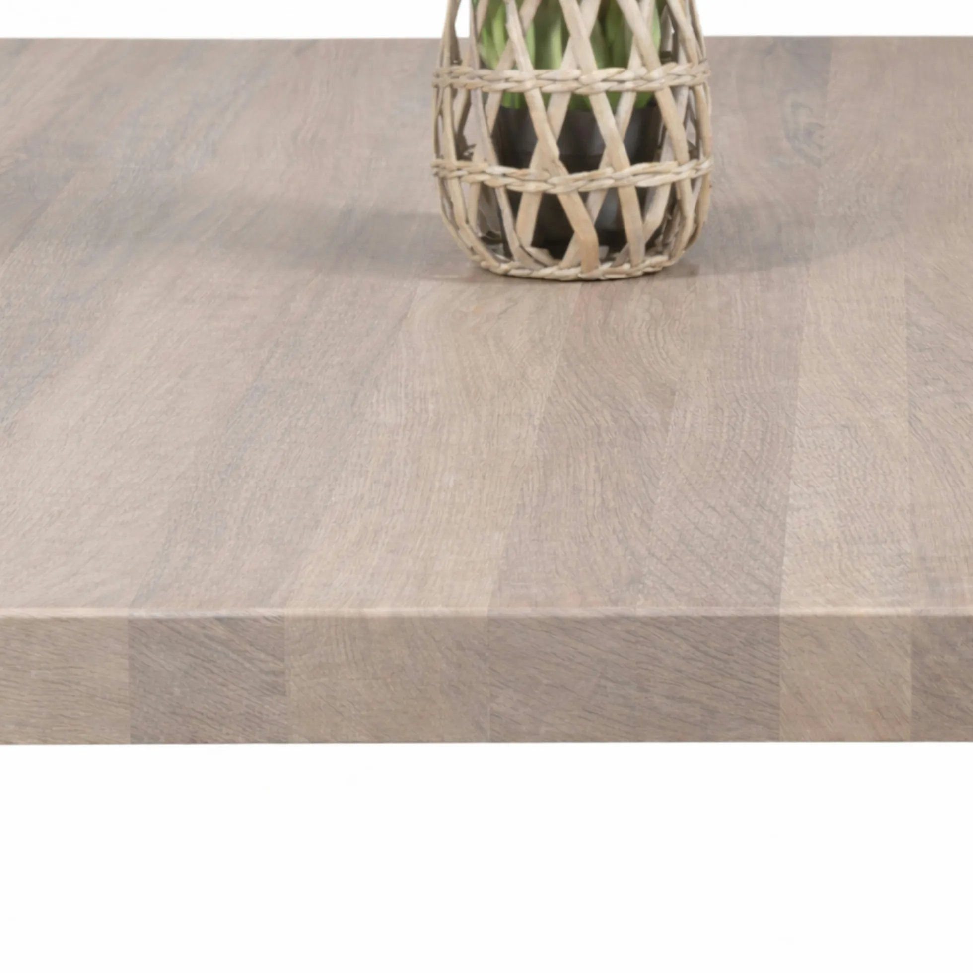 Table extensible chêne grisé bords biseautés pied bois 200 cm PALERME
