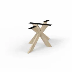 Table extensible chêne grisé bords biseautés pied bois 200 cm PALERME