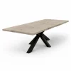 Table extensible chêne grisé bords naturels pied noir 180 cm PALERME