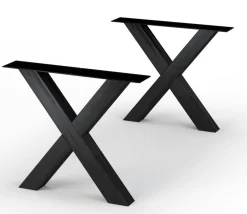 Table extensible chêne grisé bords naturels pieds en X 220 cm PALERME