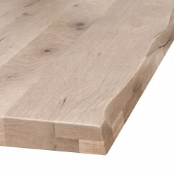 Table extensible chêne grisé bords naturels pied graphique 240 cm PALERME