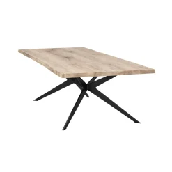 Table extensible chêne grisé bords naturels pied graphique 240 cm PALERME