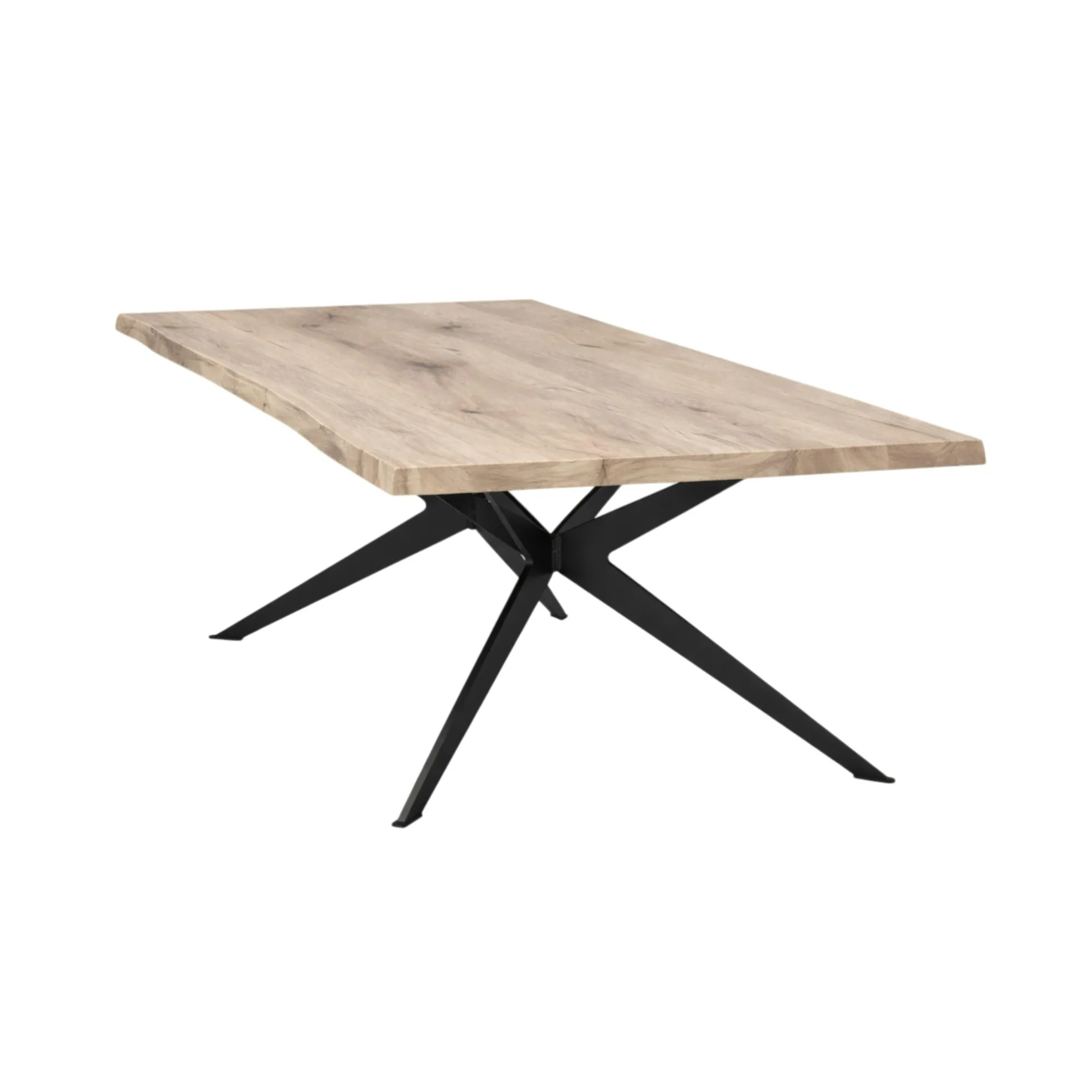 Table extensible chêne grisé bords naturels pied graphique 240 cm PALERME