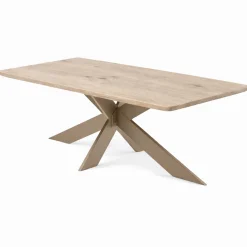 Table extensible chêne grisé bords biseautés pied grège fin 240 cm PALERME