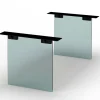 Table extensible chêne grisé bords naturels pieds verre 200 cm PALERME