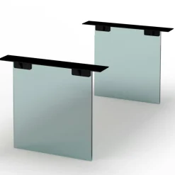 Table extensible chêne grisé bords naturels pieds verre 200 cm PALERME
