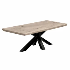 Table extensible chêne grisé bords biseautés pied noir 200 cm PALERME