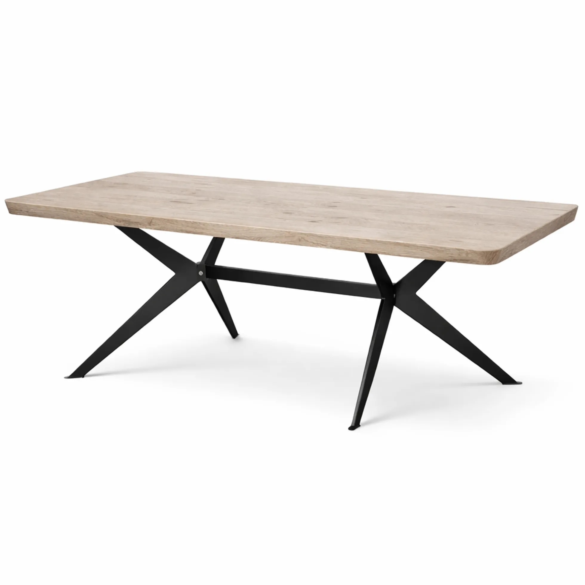Table extensible chêne grisé bords biseautés pied graphique 240 cm PALERME