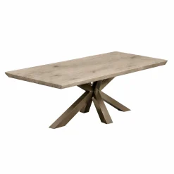 Table extensible chêne grisé bords biseautés pied grège 180 cm PALERME