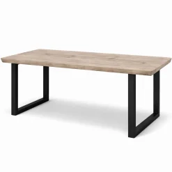 Table extensible chêne grisé bords biseautés pieds en U 240 cm PALERME