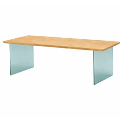 Table extensible chêne huilé bords biseautés pieds verre 220 cm PALERME