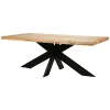 Table extensible chêne huilé bords naturels pied noir fin 220 cm PALERME