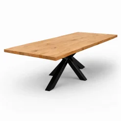 Table extensible chêne huilé bords naturels pied noir 200 cm PALERME