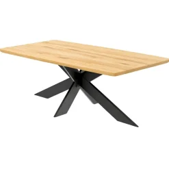 Table extensible chêne huilé bords biseautés pied noir fin 220 cm PALERME