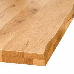 Table extensible chêne huilé bords naturels pieds verre 240 cm PALERME