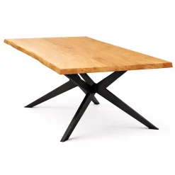 Table extensible chêne huilé bords naturels pied graphique 180 cm PALERME