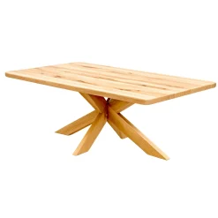 Table extensible chêne huilé bords biseautés pied bois 220 cm PALERME