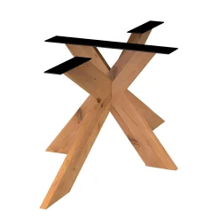 Table extensible chêne huilé bords biseautés pied bois 220 cm PALERME