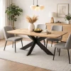 Table extensible chêne huilé bords biseautés pied noir fin 240 cm PALERME