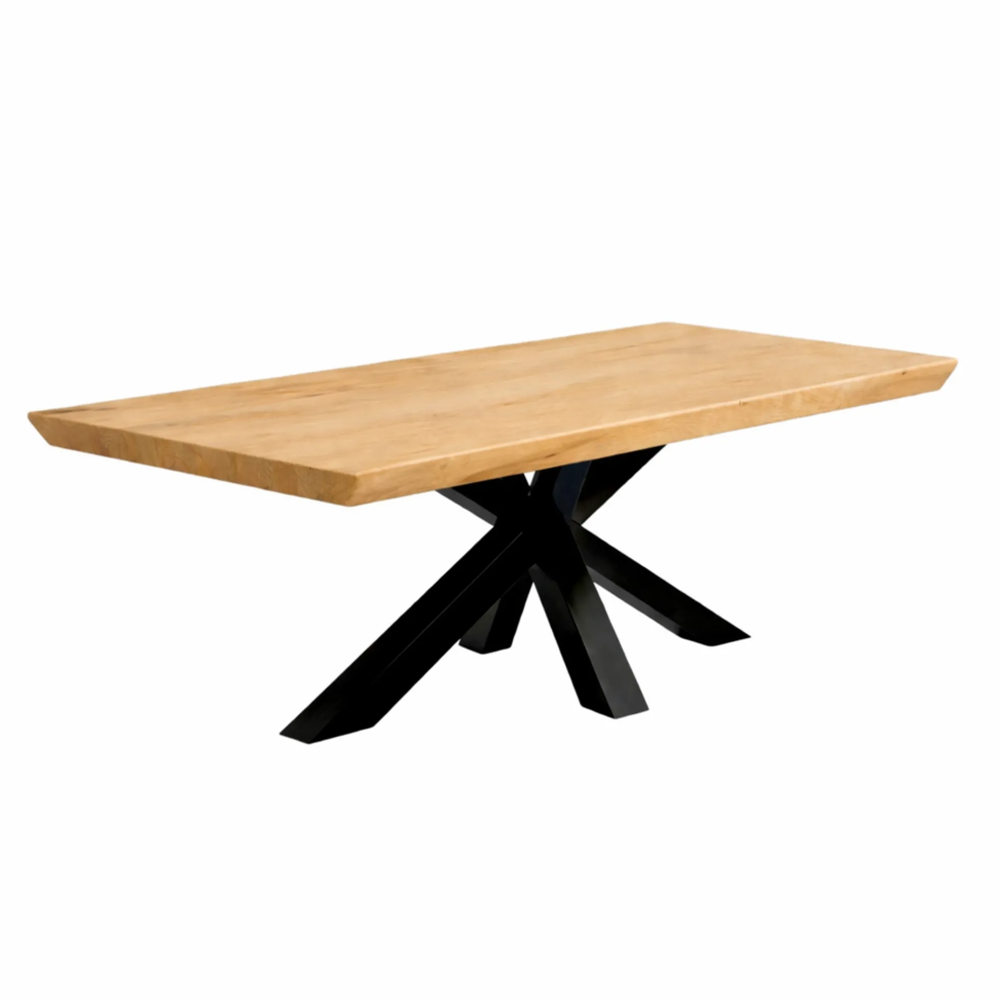 Table extensible chêne huilé bords biseautés pied noir 200 cm PALERME