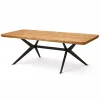 Table extensible chêne huilé bords biseautés pied graphique 200 cm PALERME
