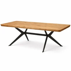 Table extensible chêne huilé bords biseautés pied graphique 200 cm PALERME