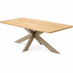 Table extensible chêne huilé bords biseautés pied grège fin 200 cm PALERME