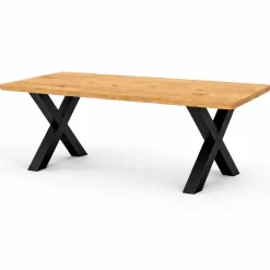 Table extensible chêne huilé bords biseautés pieds en X 200 cm PALERME