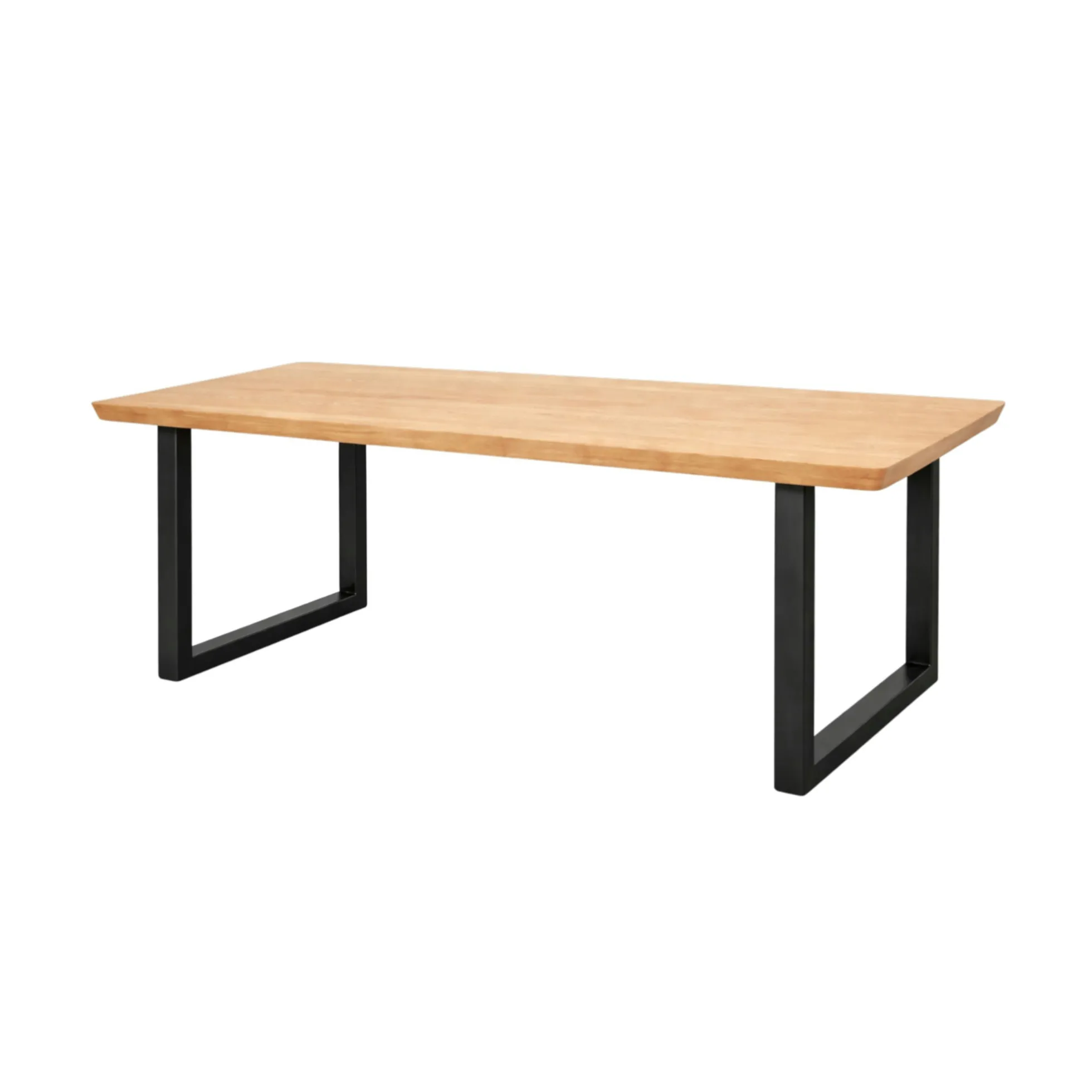 Table extensible chêne huilé bords biseautés pieds en U 180 cm PALERME