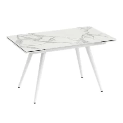 Table extensible céramique blanche marbrée 120-180 cm LORA