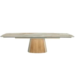Table extensible céramique effet marbre beige 200-300 cm LOMBARDIE