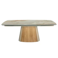 Table extensible céramique effet marbre beige 200-300 cm LOMBARDIE