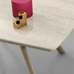 Table extensible céramique effet travertin 140-210 cm LORA