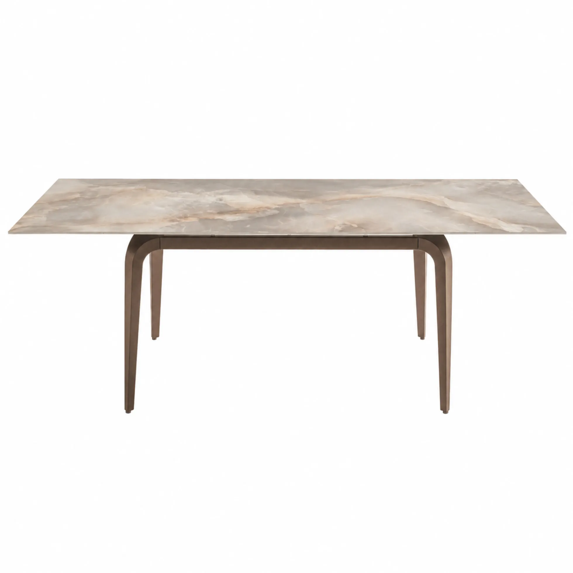 Table extensible céramique effet onyx pieds bronze 160-240 cm LORA