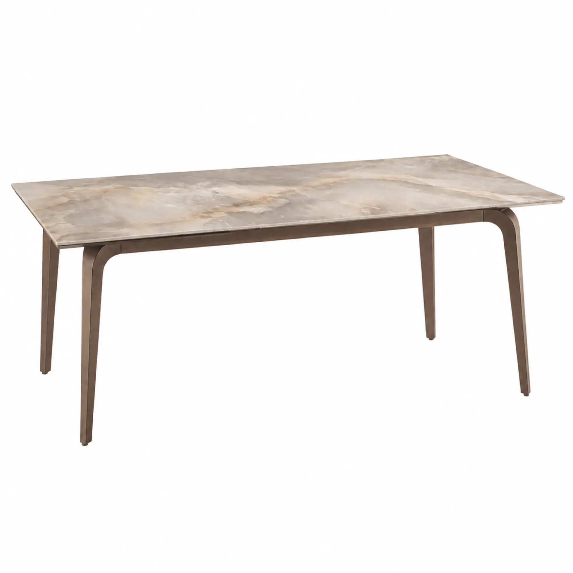 Table extensible céramique effet onyx pieds bronze 160-240 cm LORA