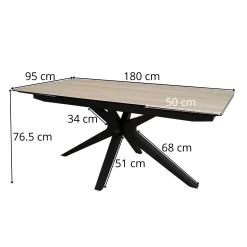 Table extensible céramique effet travertin 180-280 cm LOMBARDIE