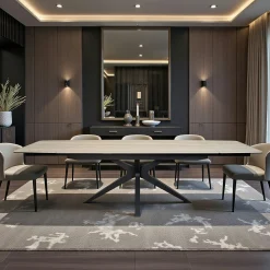 Table extensible céramique effet travertin 180-280 cm LOMBARDIE