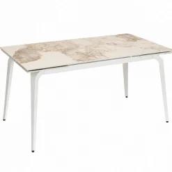 Table extensible céramique effet marbre contrasté 140-220 cm LORA