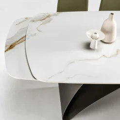 Table extensible céramique effet marbre Calacatta 200-280 cm LORA