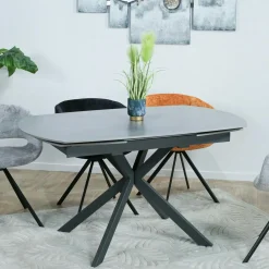 Table extensible céramique grise pied mikado 140-200 cm OTTAWA