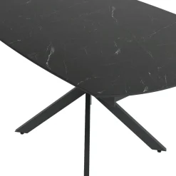 Table extensible céramique marbrée noire pied mikado 140-200 cm OTTAWA