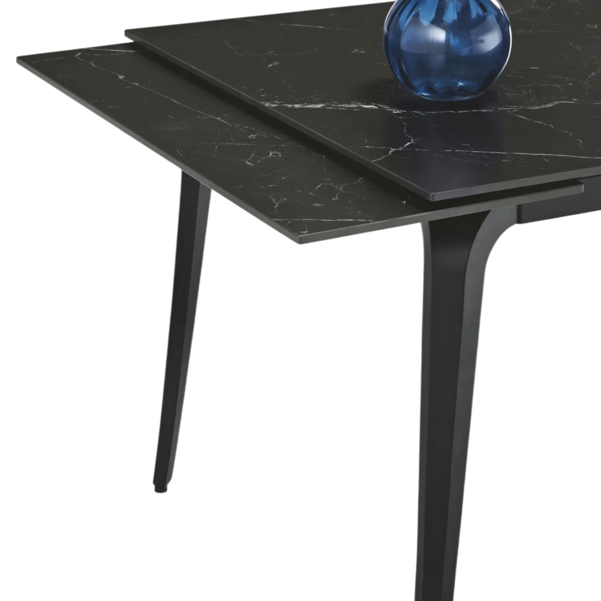 Table extensible céramique noire marbrée 160-240 cm LORA