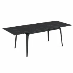 Table extensible céramique noire marbrée 140-220 cm LORA