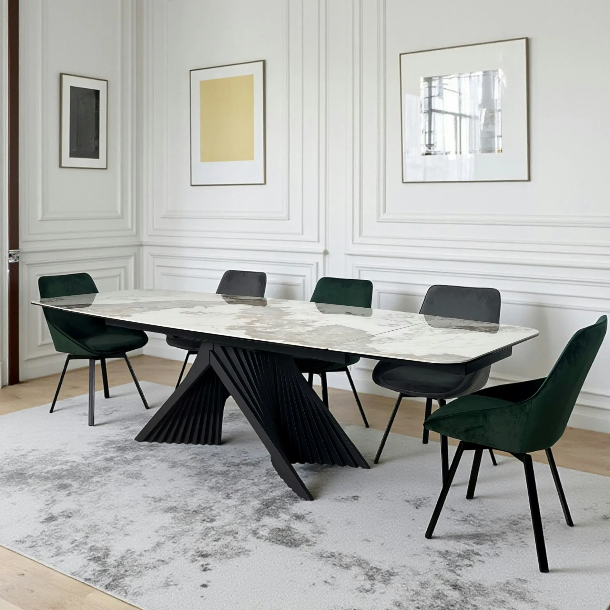 Table extensible céramique - pied origami 180-280 cm LOMBARDIE