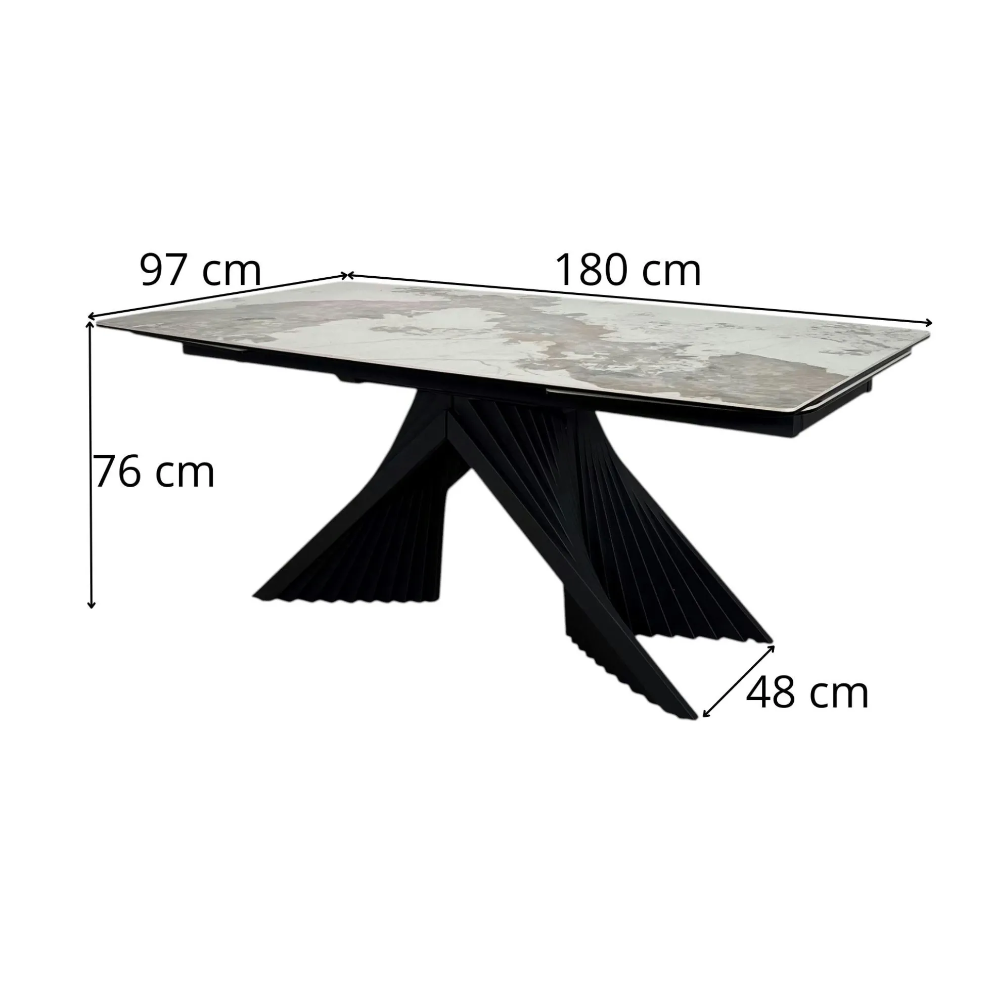 Table extensible céramique - pied origami 180-280 cm LOMBARDIE
